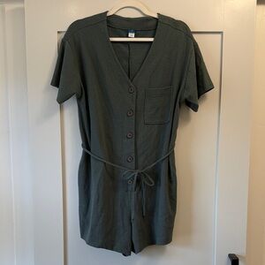 Old Navy Forest Green Button-Up Romper